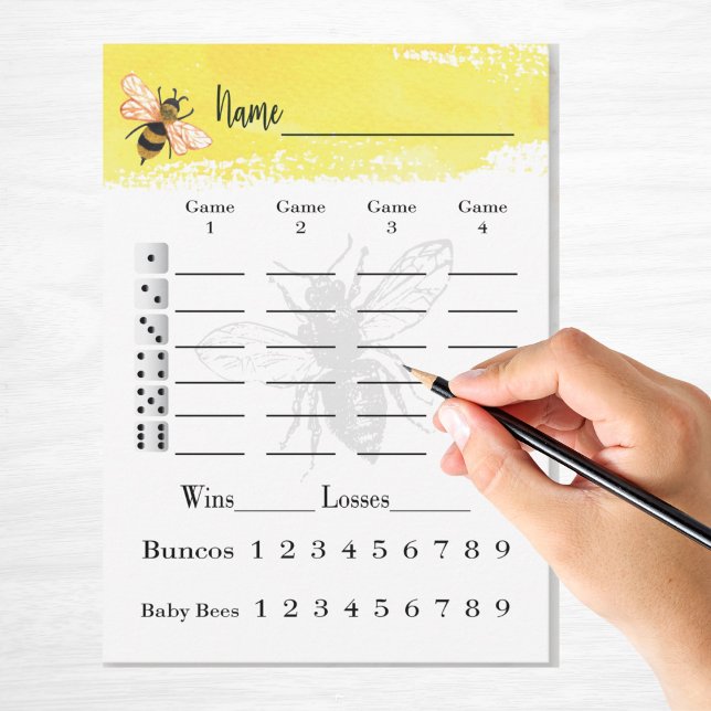 Bunco Score Sheets Bee Invitation (Bunco Score Card or Score Sheet for Bunco game players.)