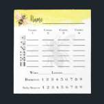 Bunco Score Sheets Bee Notepad<br><div class="desc">Bee theme in yellow and black color theme creates a wonderful Bunco or Bunko score sheet pad. Perfect for your Queen bees ladies night out Bunco game night party.</div>