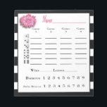 Bunco Score Sheets Black and White Pink Flower Notepad<br><div class="desc">Festive and classic pink, white and black color theme creates a wonderful Bunco or Bunko score sheet pad. Perfect for your ladies night out Bunco game night party.</div>