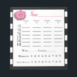 Bunco Score Sheets Black and White Pink Flower Notepad<br><div class="desc">Festive and classic pink, white and black color theme creates a wonderful Bunco or Bunko score sheet pad. Perfect for your ladies night out Bunco game night party.</div>