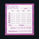 Bunco Score Sheets Purple Pink Modern Notepad<br><div class="desc">My neighborhood Bunco group inspires me to create fun and useful Bunco score pads to use at our monthly Bunco Friday Fun Night. I was inspired by this purple pink colors in this background design and have created a modern looking score card. Easy to read and easy to use.</div>