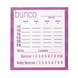 Bunco Score Sheets Purple Pink Modern Notepad
