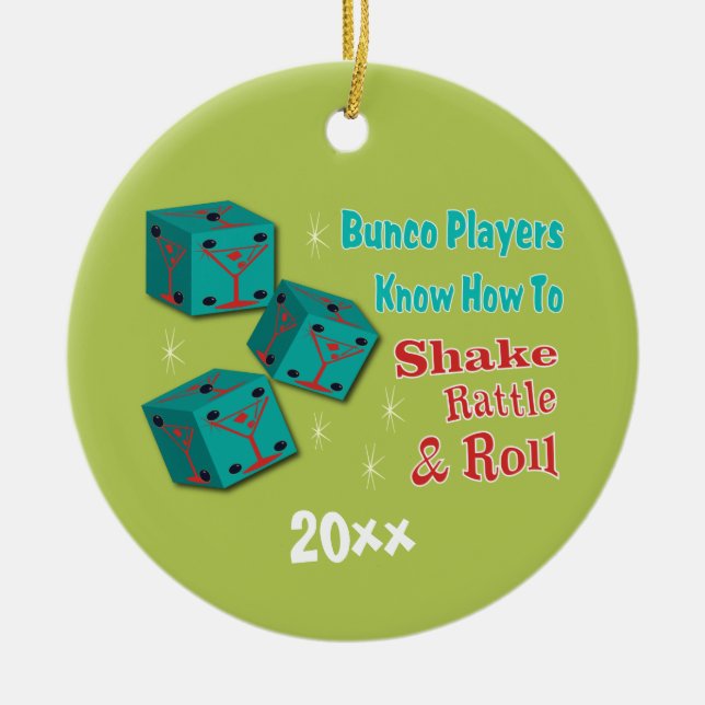 Bunco - Shake, Rattle & Roll Martini Dice Ornament (Front)