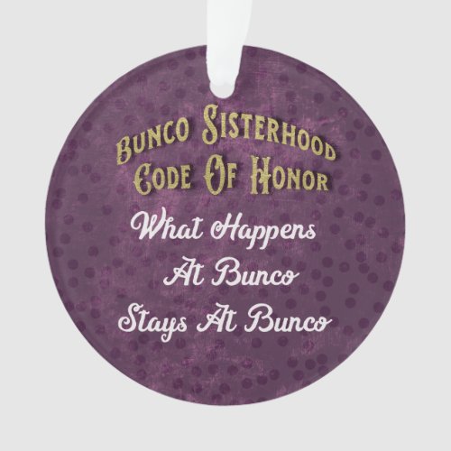 Bunco Sisterhood Friendship Purple Polka Dot Ornament