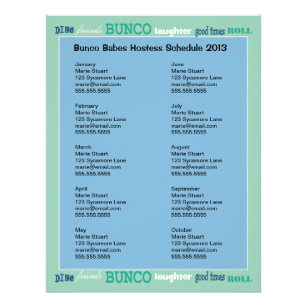 Bunco Subway Hosting Calendar Flyer