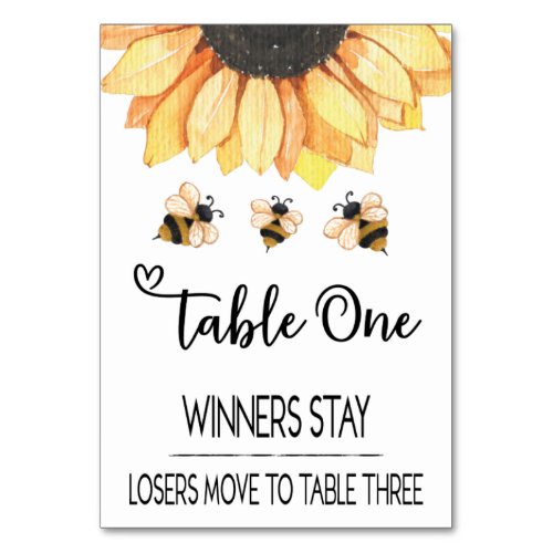 Bunco Sunflower Bee Table Card 1