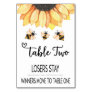 Bunco Sunflower Bee Table Card #2