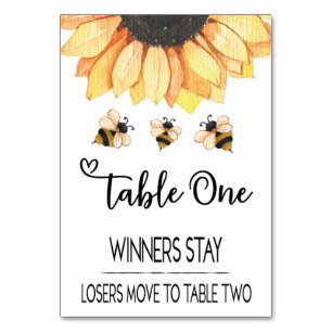 Bunco Sunflower Bee Table Card One