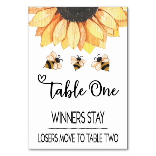 Bunco Sunflower Bee Table Card One