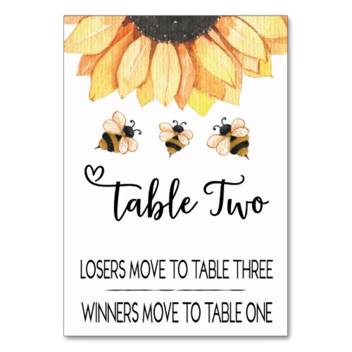 Bunco Sunflower Bee Table Card Two