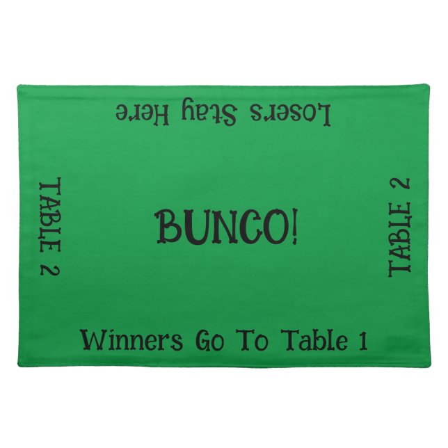 Bunco Table 2  Cloth Placemat (Front)