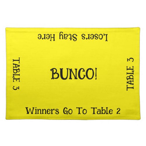 Bunco Table 3  Cloth Placemat