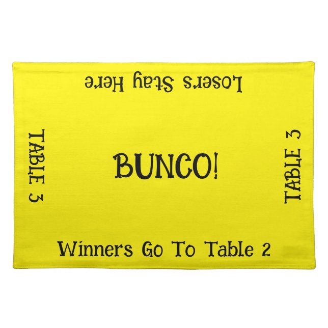 Bunco Table 3  Cloth Placemat (Front)
