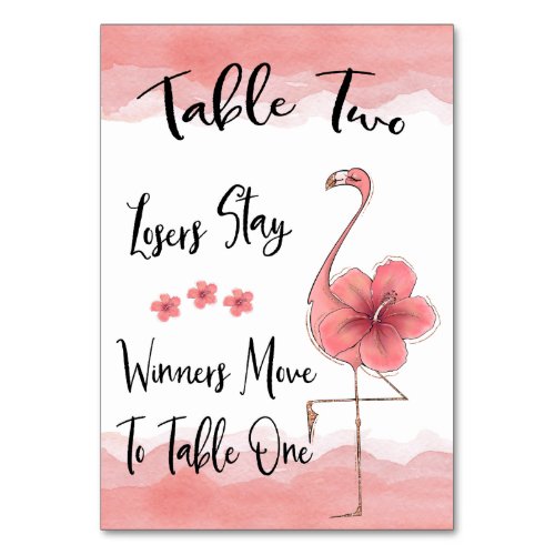Bunco Table Card 2 Pink Flamingo Fun