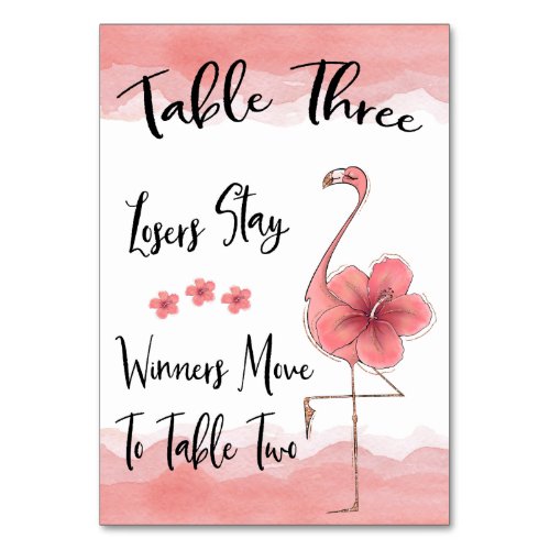 Bunco Table Card 3 Pink Flamingo Fun