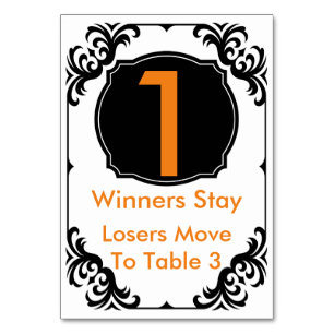 Bunco Table Card orange and black -#1