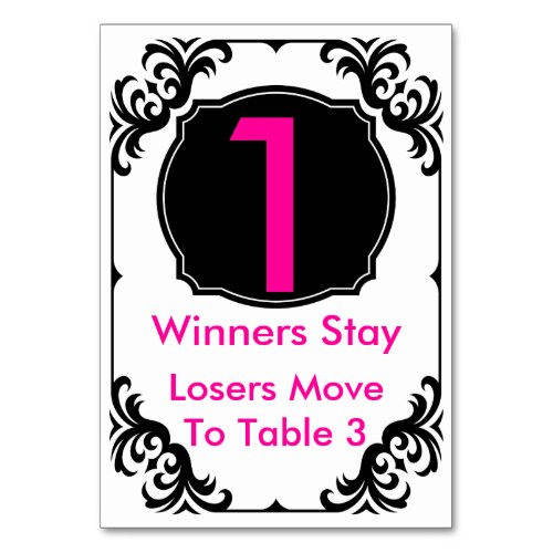 Bunco Table Card pink and black _1