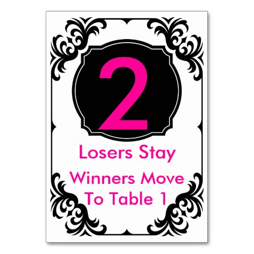 Bunco Table Card  pink and black _ 2