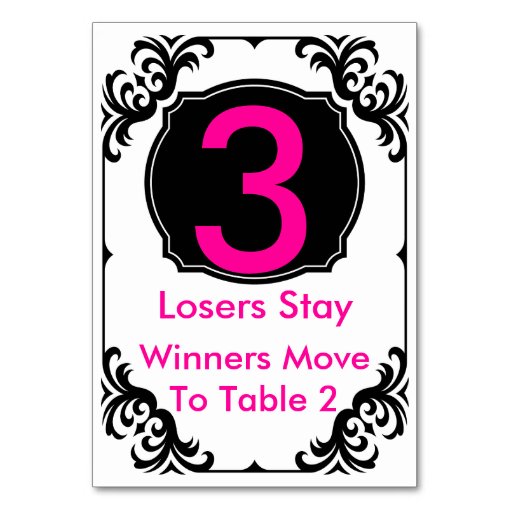Bunco Table Card pink and black - #3 | Zazzle