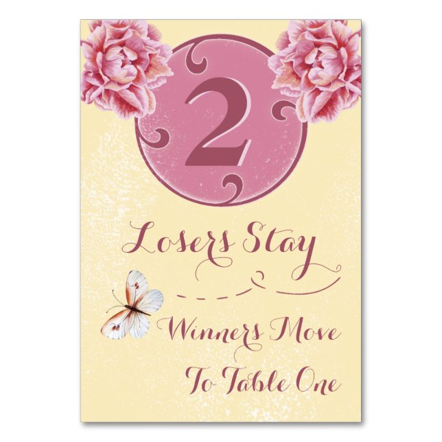 Bunco Table Card - Pink Peony #2 (Front)