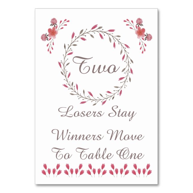Bunco Table Card - Pretty Floral #2 (Front)
