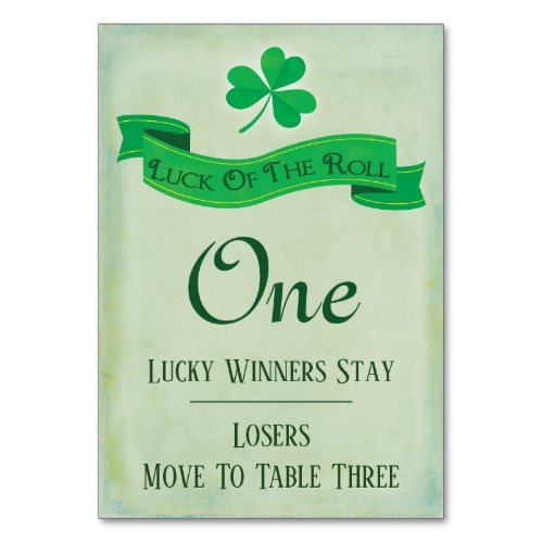 Bunco Table One March Saint Patricks  Table Number