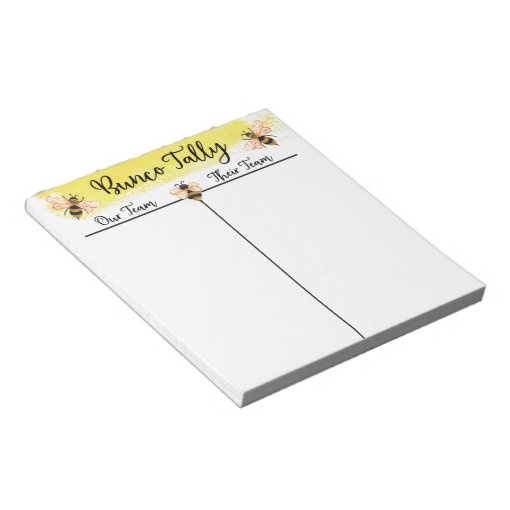 Bunco Table Tally Score Sheet Bee Notepad Zazzle
