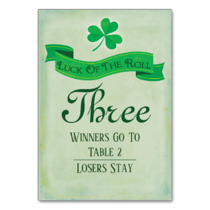 Bunco Table Three March Saint Patricks Table Number