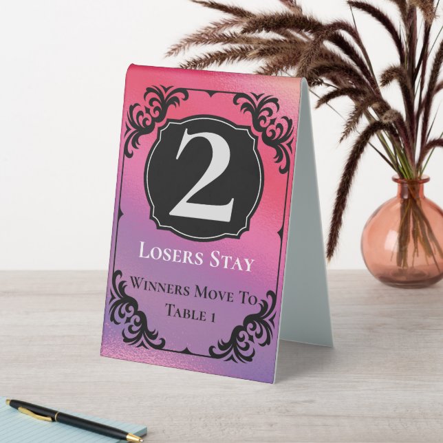 Bunco Table Two Card Pink Black White Elegant Table Tent (In SItu (Table))