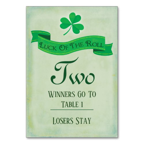 Bunco Table Two March Saint Patricks  Table Number