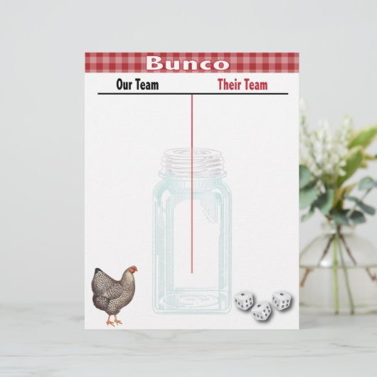 Bunco Tally Score Sheet Country Western Red Check (Standing Front)