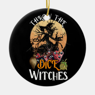 Bunco Throw the Dice Witches Bunco Game Lover Hall Ceramic Ornament