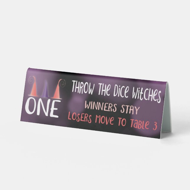 Bunco Throw The Dice Witches Table Card One Table Tent (Front)