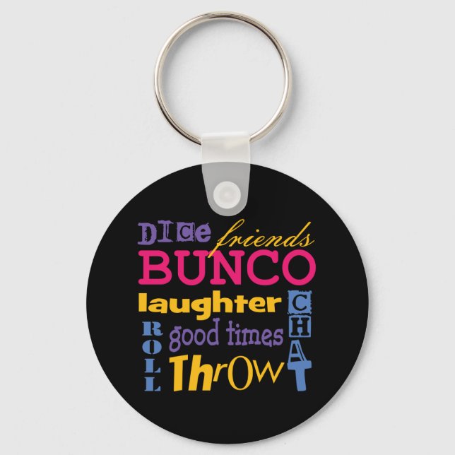 Bunco Typography Word Art Keychain (Front)