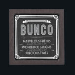 Bunco Vintage Typography Gift Box<br><div class="desc">Fun and festive Bunco vintage typography graphic art design.  Bunco inspired art work features a vintage style border,  ribbon,  ornament embellishments,  and the words: Bunco,  Marvelous Friends,  Wonderful Laughs and Precious Times.  Bunco items are perfect for Bunco night,  Bunco prizes,  Bunco decorating and Bunco gifts.</div>