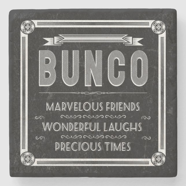 Bunco Vintage Typography Stone Coaster (Front)