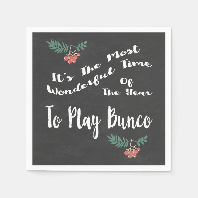 Bunco Winter Holiday Christmas Party Napkins (Front)