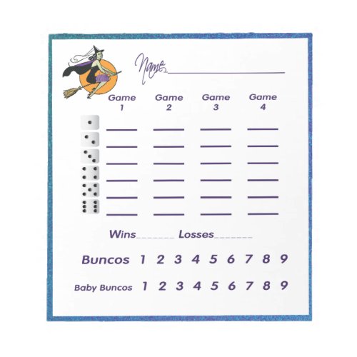 Bunco Witch Halloween  _ Score Pad Score Sheet Notepad