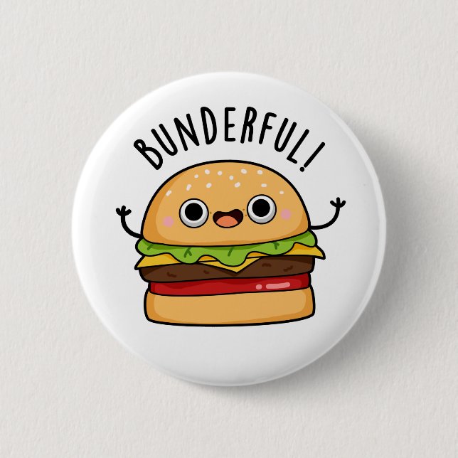 Bunderful Funny Burger Bun Pun Button (Front)