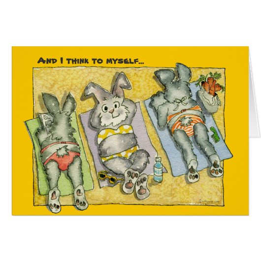 Bunderful World Beach Bunnies Cartoon Card (Front Horizontal)