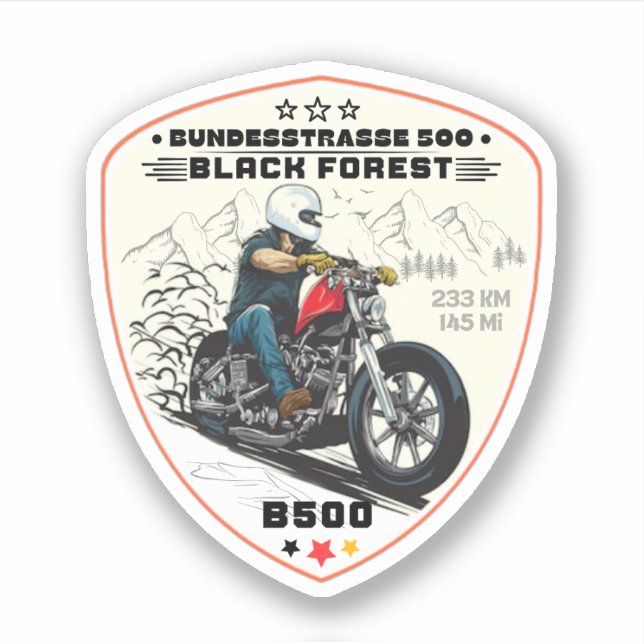 bundesstrasse 500,  black forest german way b500 sticker (Front)
