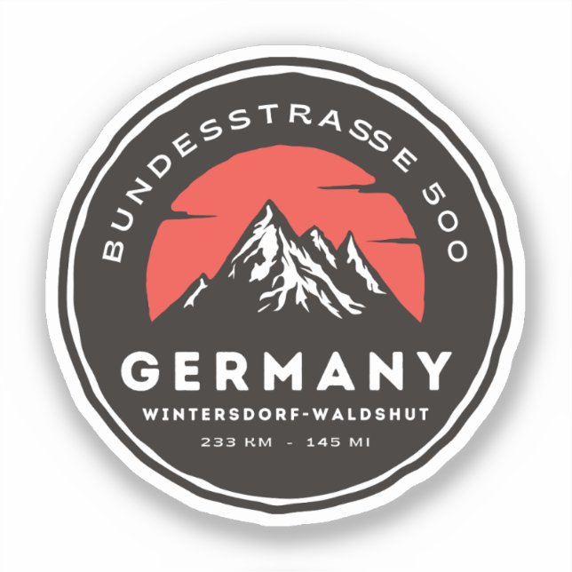  bundesstrasse 500,  black forest german way b500 sticker (Front)
