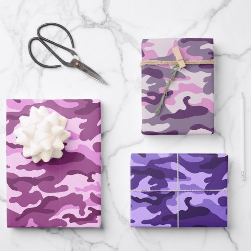 Bundle 3 Camouflage Style  Wrapping Paper Sheets