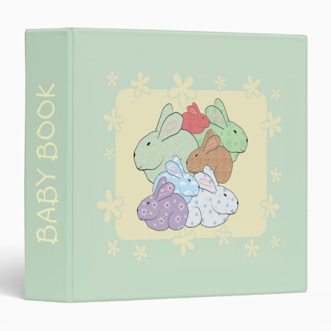 Bundle of Bunnies Baby Book Binder Scrapbook (Front/Spine)
