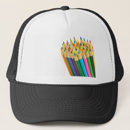 Bundle of colored pencils on white backgroundJPG Trucker Hat