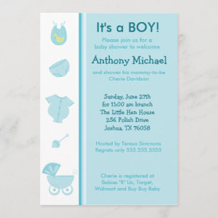 Bundle of Joy Baby Boy Blue Shower Invitation 5x7