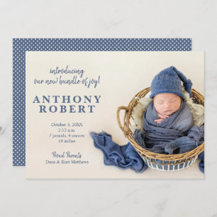 Bundle of Joy Baby Photo Birth Announcements