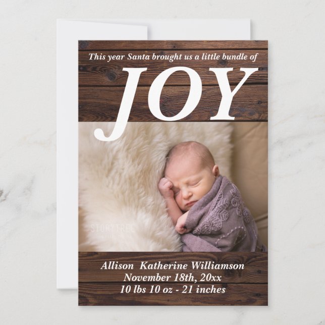 Bundle of Joy Birth Announcement Christmas Photo (Front)