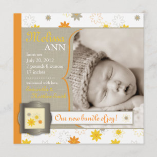 Bundle of Joy Birth Announcement Square