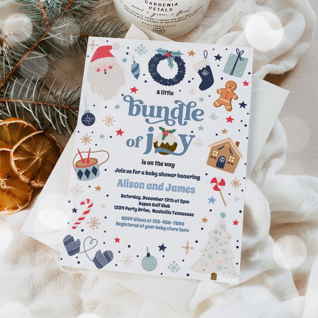 Bundle Of Joy Blue Boy Winter Baby Shower  Invitation (Creator Uploaded)